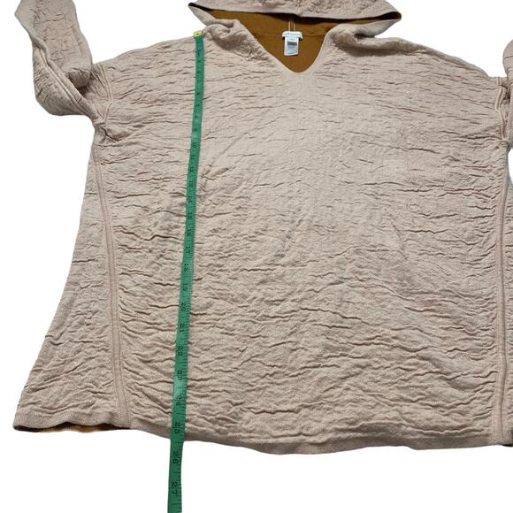 J.JILL Reversible Crinkle Knit Rayon Hoodie Sweater Peach Pumpkin Orange Small - Picture 11 of 12